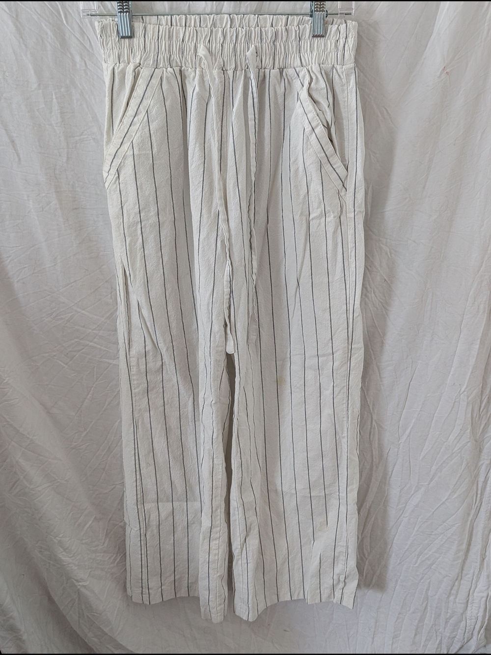 Sienna Sky White Pinstripe Wide-Leg Chinos